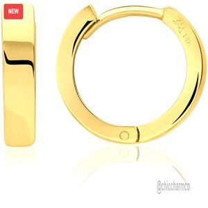 14K Gold Huggie Hoop Earrings 12mm Minimalist Sleeper Hinged